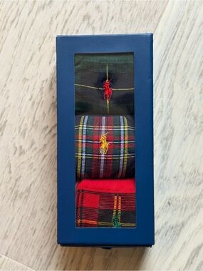 Polo by Ralph Lauren Red, Green, Yellow Plaid Dress Socks 3-Pack